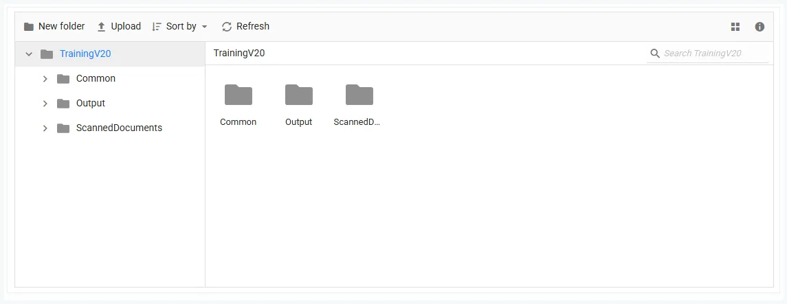 The File Manager: the patient's folders on the left and their files on the right