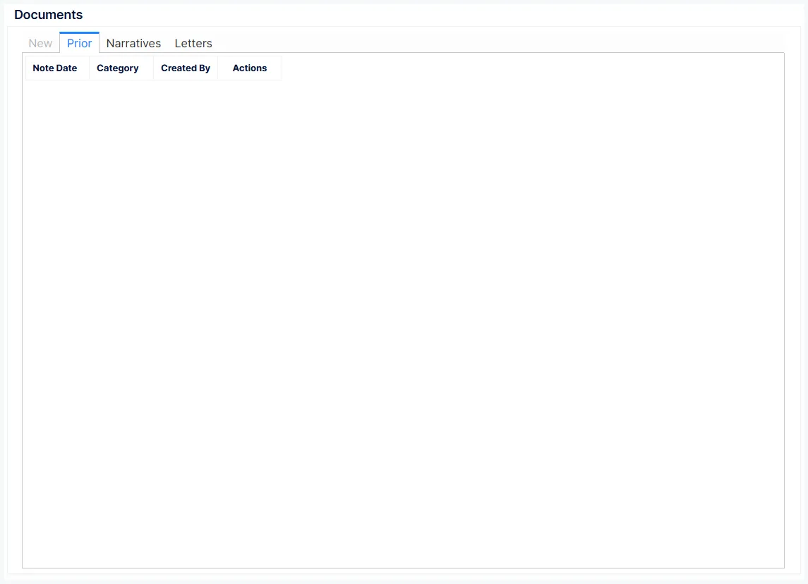 Documents: the Prior tab