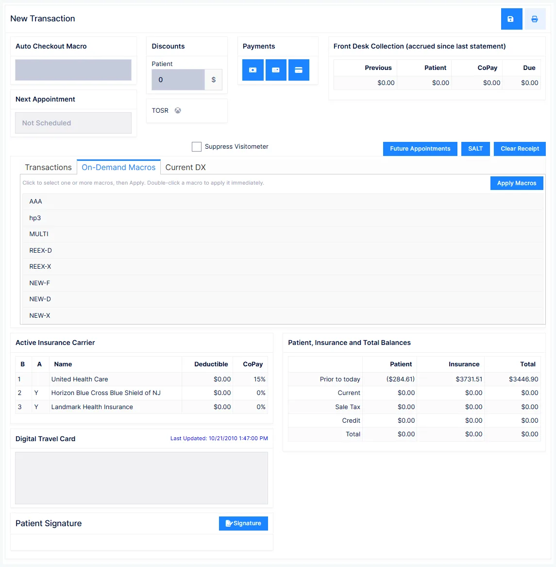 Transactions: the On-Demand Macros tab