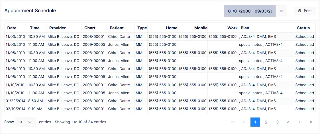 The Appointment Schedule report