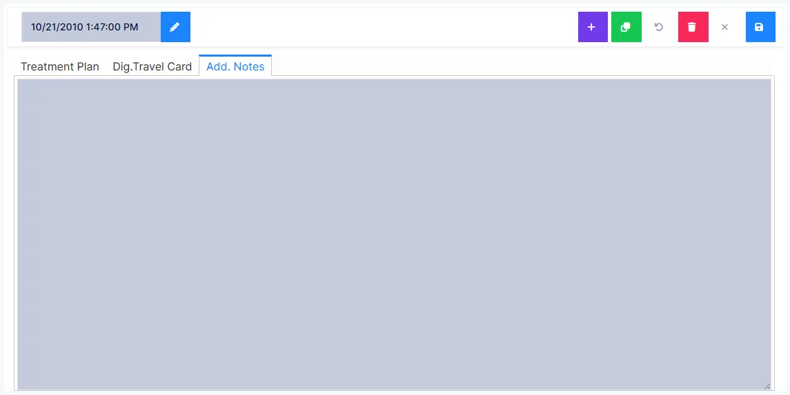 Treatment Plan: the Add. Notes tab